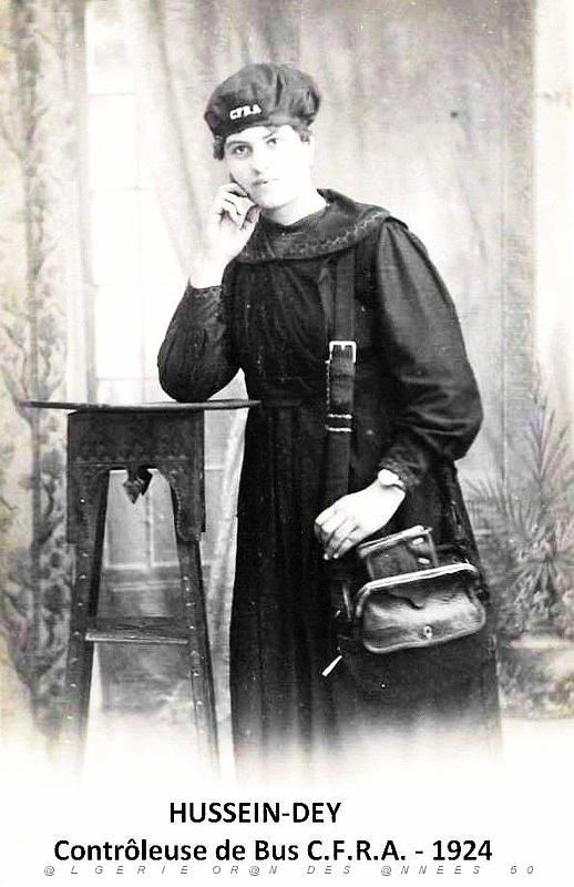 Hussein-Dey - Controleuse de Bus CFRA - 1924.jpg